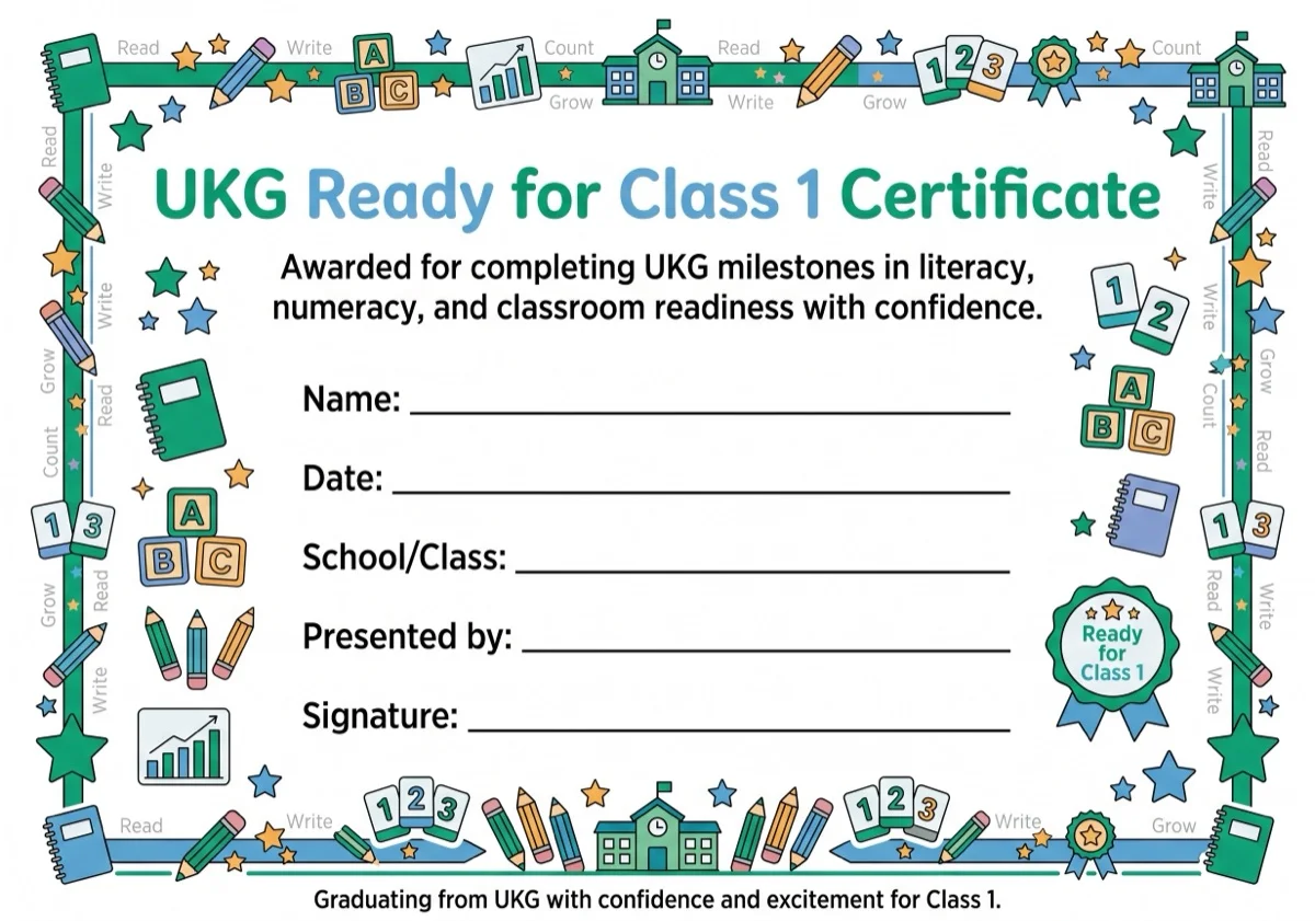 UKG Ready for Class 1 Certificate preview
