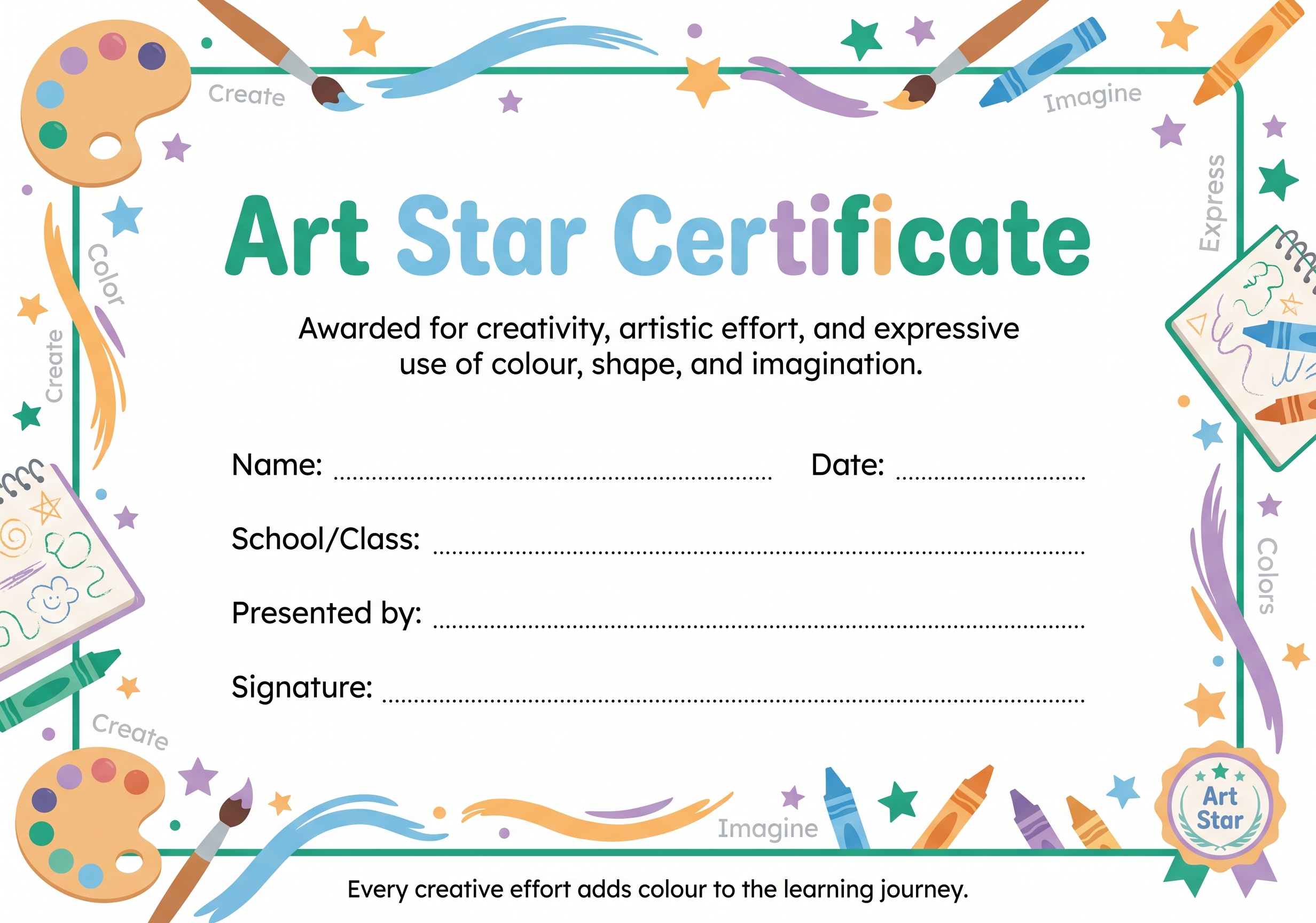 Art Star Certificate preview