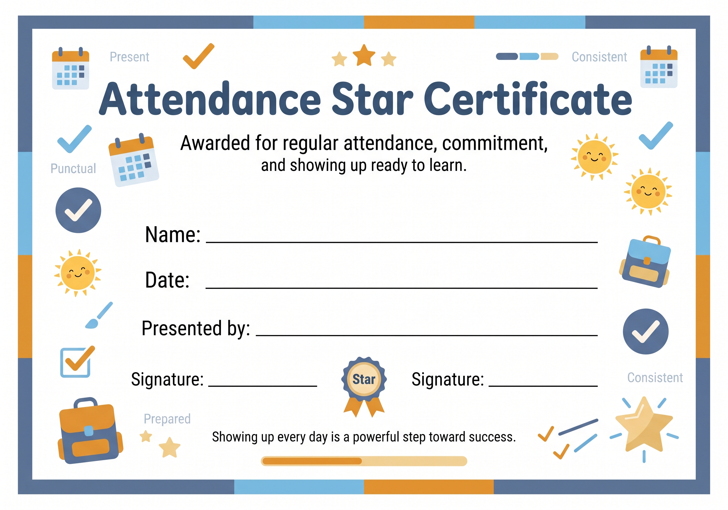 Attendance Star Certificate preview