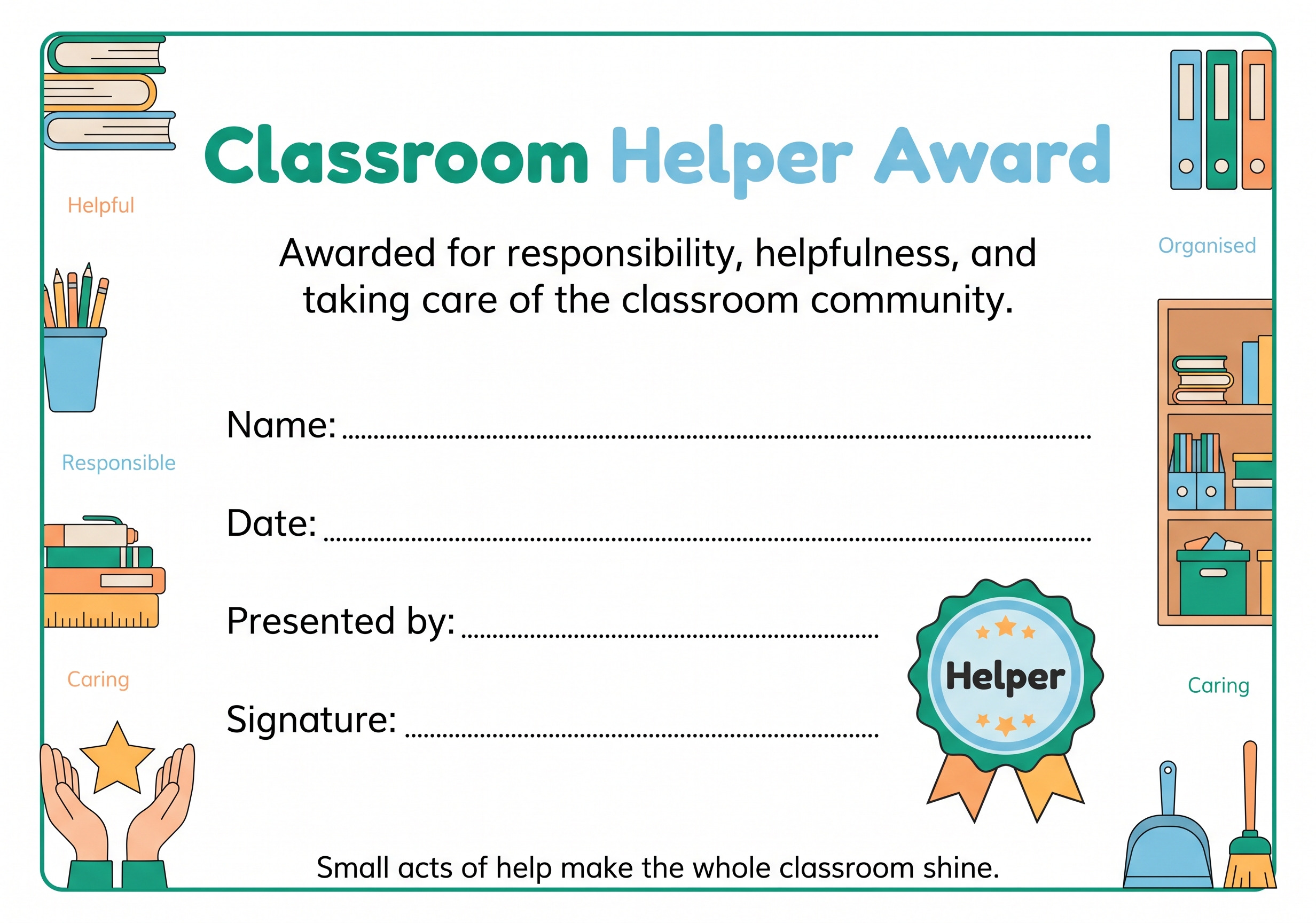 Classroom Helper Award preview