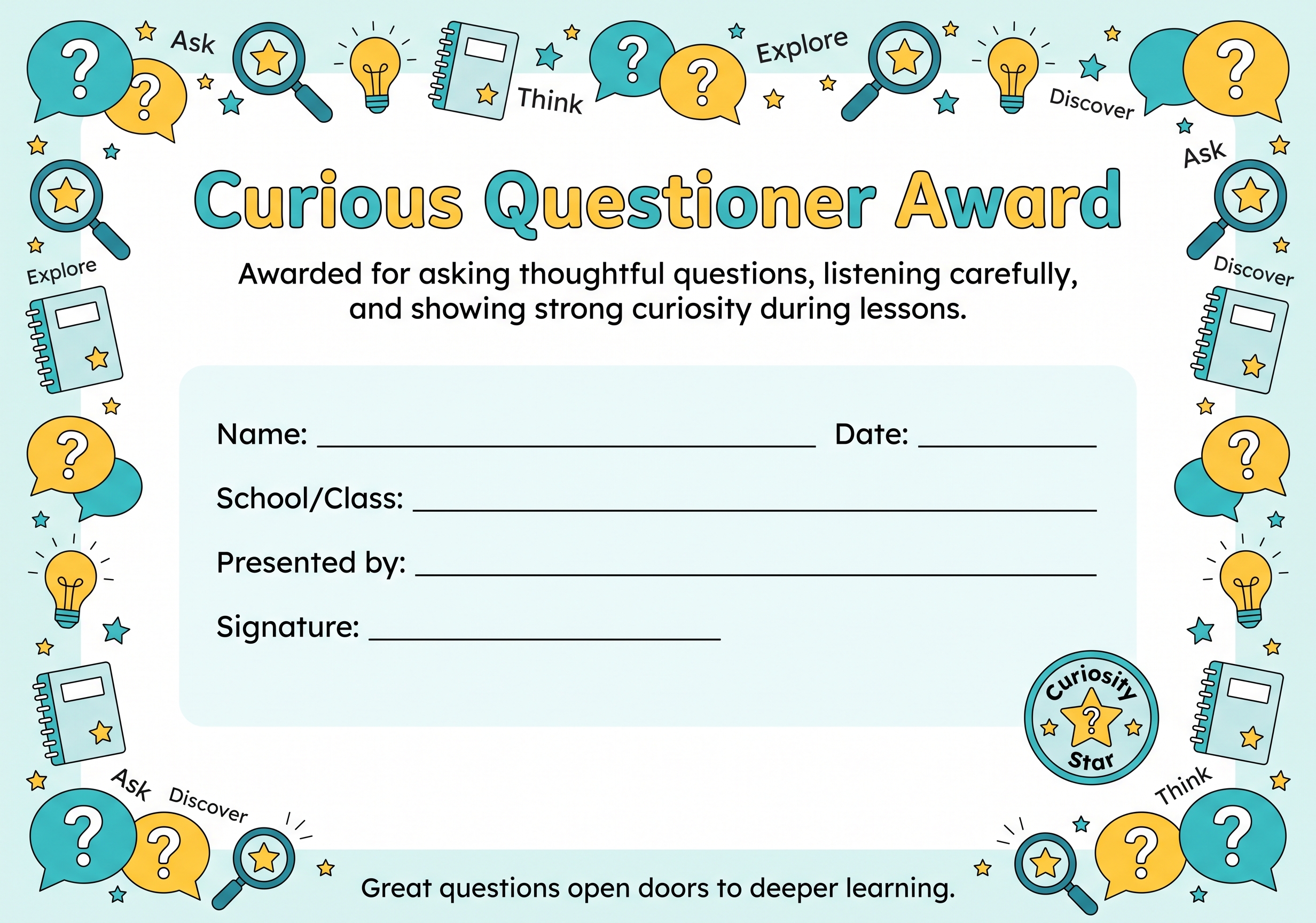 Curious Questioner Award preview