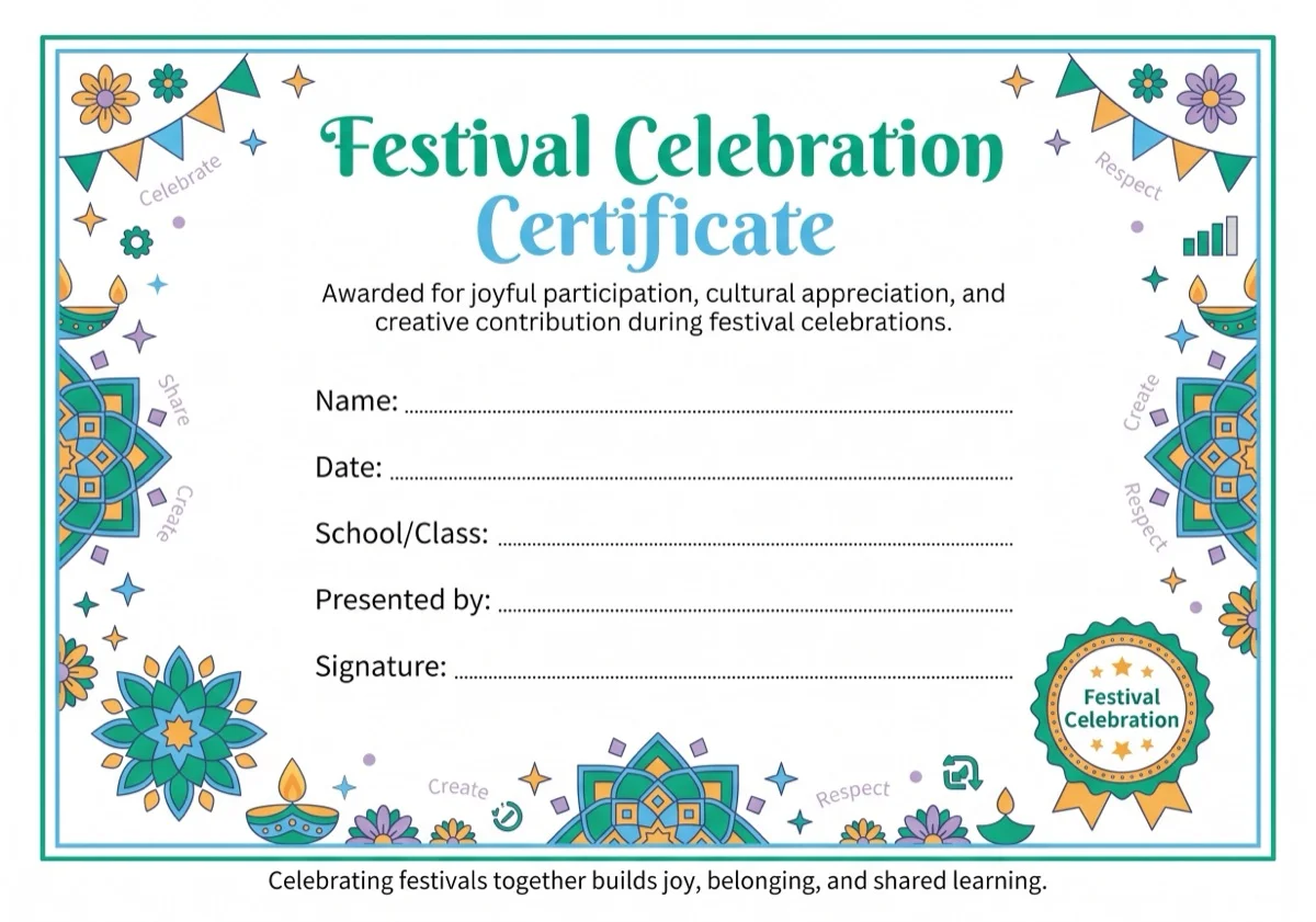 Festival Celebration Certificate preview