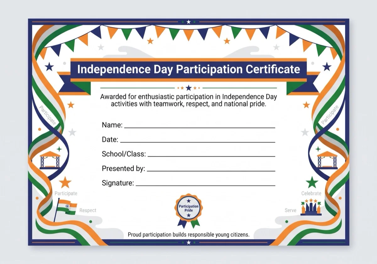 Independence Day Participation Certificate preview