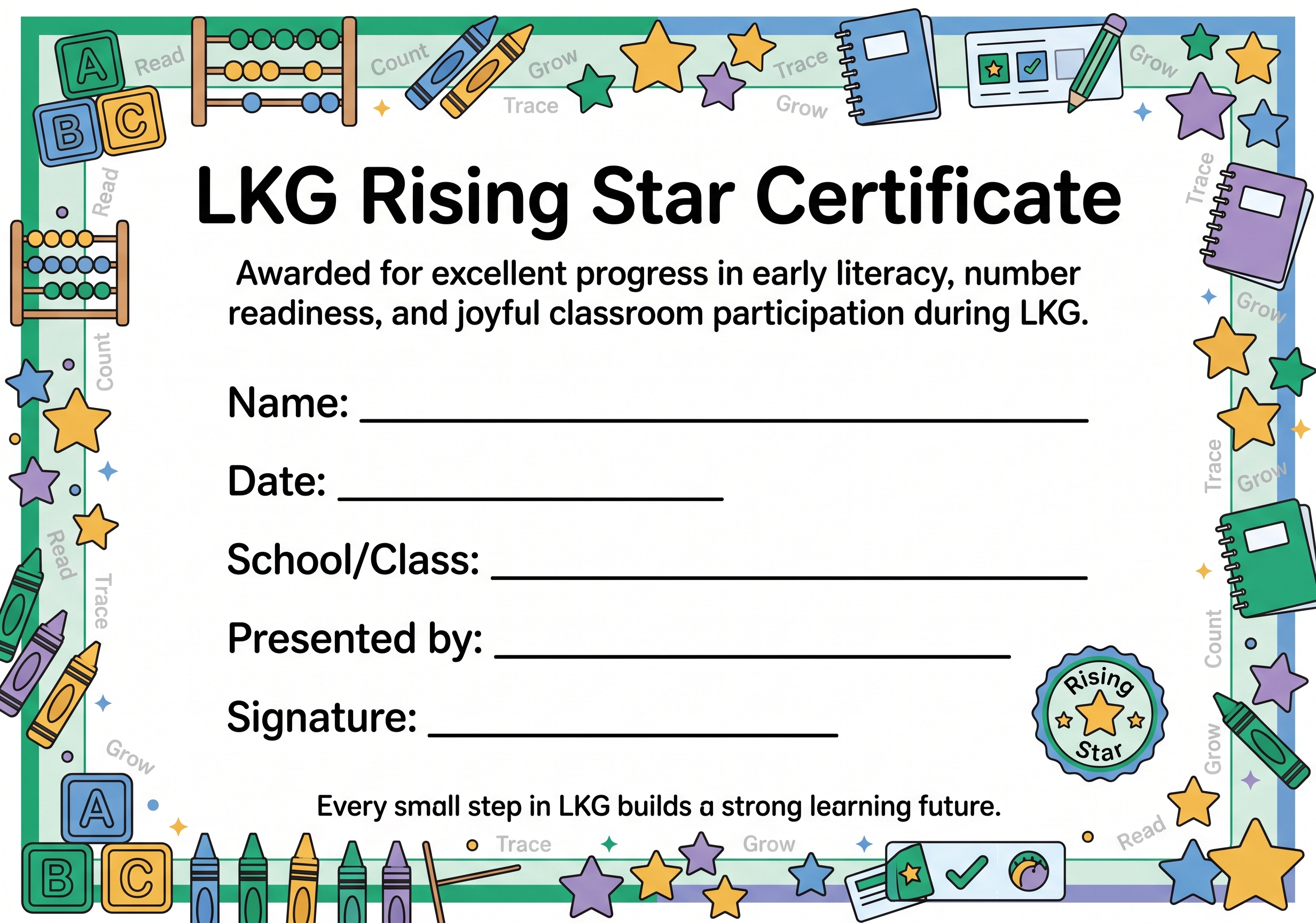 LKG Rising Star Certificate preview