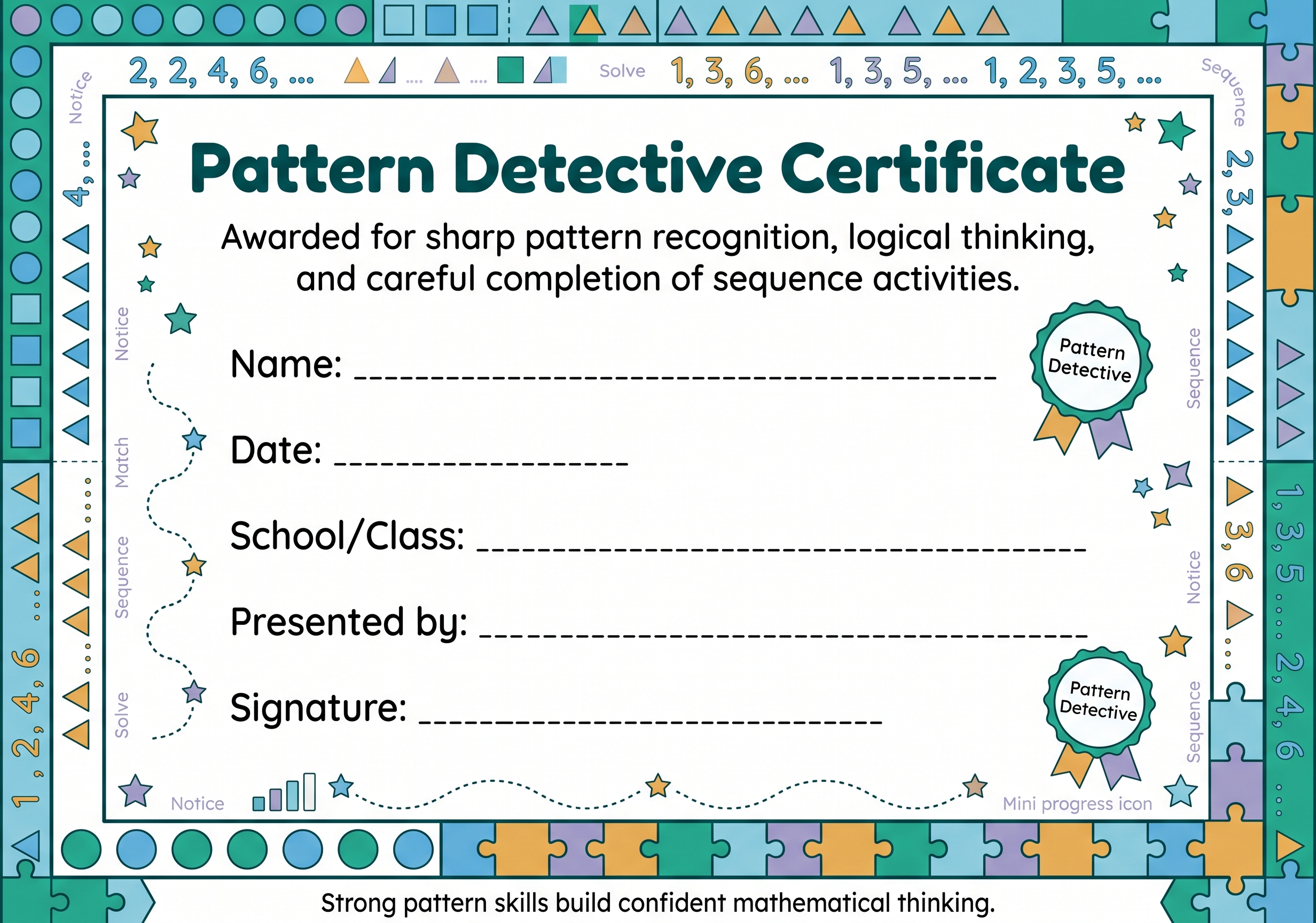 Pattern Detective Certificate preview