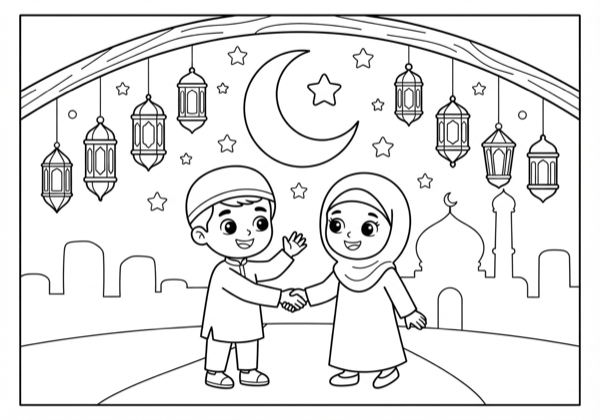 Eid Moon and Lanterns