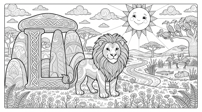 Alphabet L Colouring Page