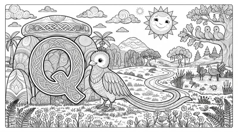 Alphabet Q Colouring Page