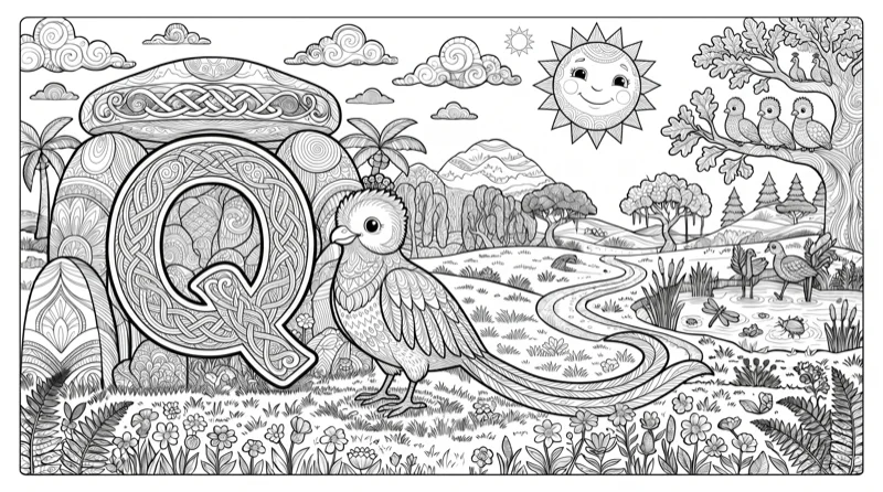 Alphabet Q Colouring Page