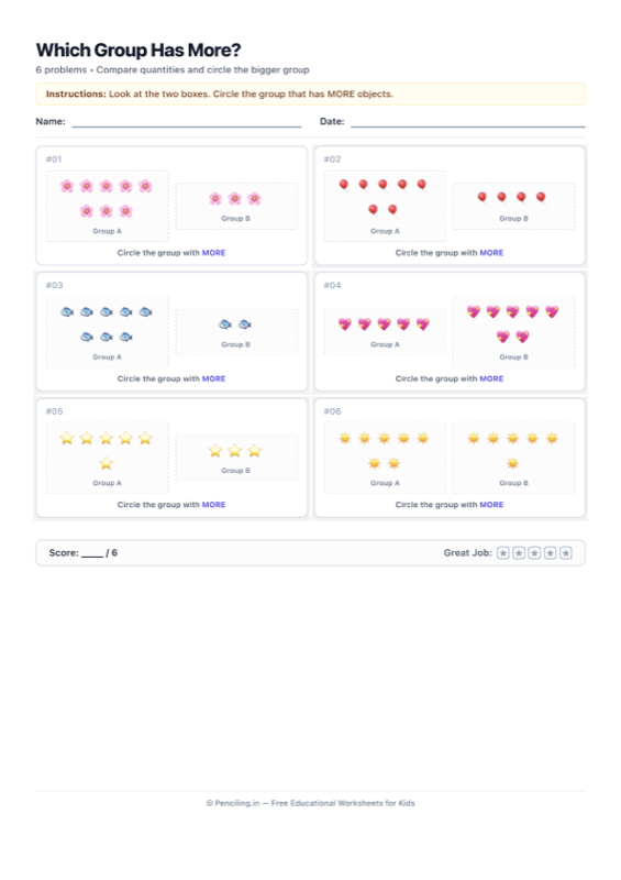 Number Comparison Visual Worksheet 09 worksheet preview