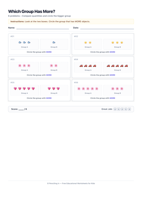 Number Comparison Visual Worksheet 10 worksheet preview